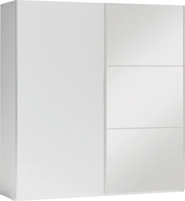 Produktbild von Schiebeschrank VIGO 150 cm mit Spiegel – kompakter Kleiderschrank Schiebetürenschrank modern (Weiss)