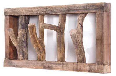 Imagen del producto de Perchero de madera con 4 ganchos para una entrada ordenada