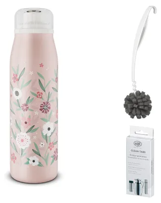 Imagen del producto de alfi KIDS ISO BOTTLE, botella para bebidas, diseño floral – Set de ventajas que incluye cepillo de limpieza CLEAN FIX de 30 cm y pastillas limpiadoras CLEAN TABS (20 unidades) | Código HAN: 5677421050 | EAN: 4002458524486