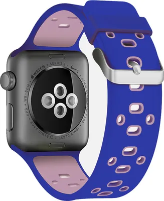 Produktbild von Armband für Apple Watch Series 8 7 6 5 4 3 2 1 SE - Silikon Ersatzarmband Premium Silicon Band Armband - Blau/Rosa - 42mm 44mm 45mm