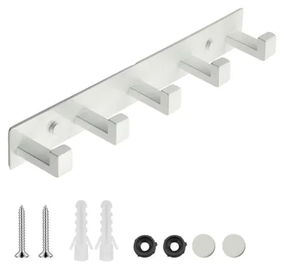 Produktbild von Edelstahl-Hakenleiste mit 5 Haken, Wandhakenleiste
