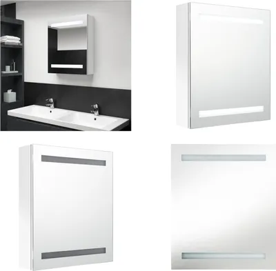 Immagine prodotto di vidaXL Armadio a LED per specchio da bagno Bianco lucido 50x14x60 cm - Armadio da bagno - Armadio da bagno - Armadio a specchio - Armadi a specchio