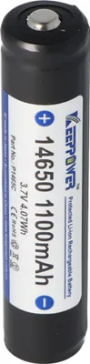 Produktbild von Keeppower 14650 1100mAh, 3,6V - 3,7V Li-Ion-Akku PCB geschützt, Abmessungen 67,45x14,15