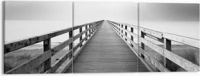 Produktbild von Bild auf Leinwand - Leinwandbild - 3 Teile - Pier Perspektive Schwarzweiß - 150x50cm - Wand Bild - Wanddeko - Wandbilder - Leinwanddruck - Bilder - Wanddekoration - Leinwand bilder - CA150x50-4424