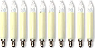 Produktbild von 10 Stück Schaftkerzen 14V 3W E10 Normalschaftkerze Ersatzlämpchen für Weihnachtsbeleuchtung Lichterkette Schwibbogen Weihnachten