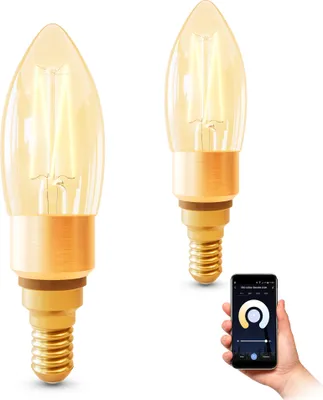 Produktbild von SSC-LUXon 2er Pack smart E14 Filament Vintage Kerze LED kompatibel mit Alexa, Siri & Google - Glühbirne WLAN dimmbar CCT 2200-5500K