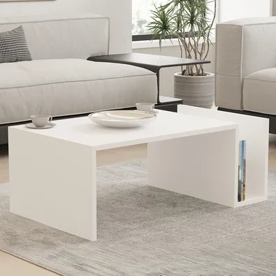 Immagine prodotto di Rometta - Tavolino da Salotto, 87x50x32h cm Bianco, un Vano