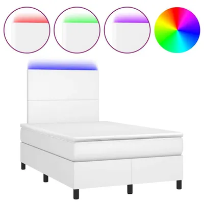 Produktbild von vidaXL Boxspringbett mit Matratze & LED Weiß 120x200 cm Kunstleder