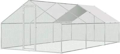 Image de Aopunly Poulailler 3x6x2m Poulailler pour petits animaux Enclos pour petits animaux Volière Enclos libre Cage à poules Poulailler en acier galvanisé avec toit
