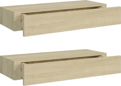 Obrázok produktu pre Nástenné zásuvkové police 2 ks farba dubu 60x23,5x10 cm MDF