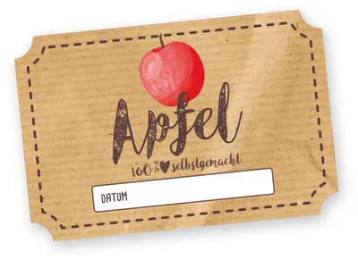 Produktbild von Itenga 50 x Marmeladenetikett rechteckig 6x4cm Apfel