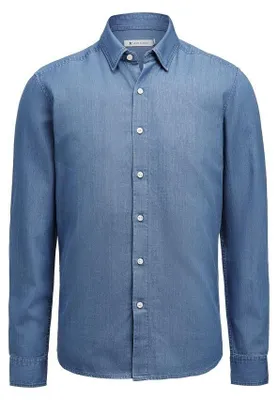 Image de James Harvest - Chemise pour homme "Sayville", coupe ajustée, modèle ET235 (Taille M), couleur bleu clair denim