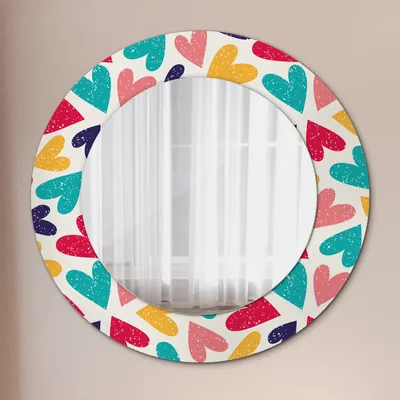 Produktbild von Ø60cm Modern Spiegel - Wandspiegel Wandmontage- Schlafzimmer - bunt Herzen