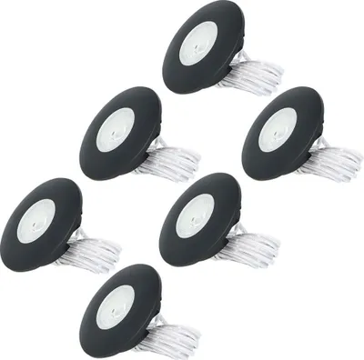 Image de HOFTRONIC - Lot de 6 spots LED encastrables plats 3W 2700K IP44 Noir