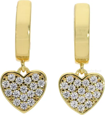 Produktbild von Mabina Damen Herz Ohrhänger 925 Silber 563393 Gelbgold plattiert, Zirkonia