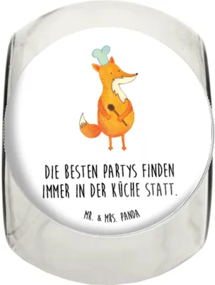 Produktbild von Mr. & Mrs. Panda Frischhaltedose Fuchs Koch XL 2000ml - Weiß - Geschenk, Geburtstag, Bäcker, Aufbewahrungsdose, Teedose, aufbewahrungsglas, Hungrig, glasbehälter