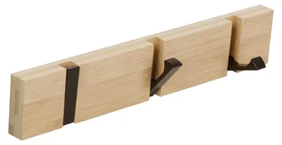Immagine prodotto di Gancio da parete in legno con 3 ganci pieghevoli per abbigliamento