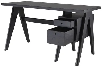 Zdjęcie produktu dla Luksusowe biurko Casa Padrino czarne 140 x 69 x h. 77 cm - Eleganckie biurko z litego drewna z 2 szufladami - Luksusowe meble biurowe