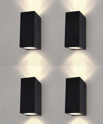 Produktbild von Ledvion 4er Set LED Wandlampe IP54 35W GU10 schwarz dimmbar ohne Lampe 230V