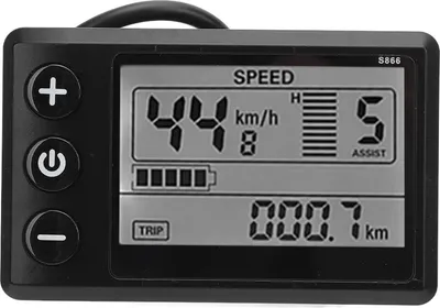 Zdjęcie produktu dla Wyświetlacz LCD S866 do skuterów elektrycznych – 24 V–60 V, 6-pinowy, wodoodporny, z tworzywa ABS, z podświetleniem, do sterowników z protokołem OMD nr 2