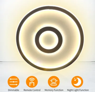 Produktbild von LED-Deckenleuchte dimmbar, Beleuchtungskörper Schlafzimmer Arbeitszimmer Deckenleuchten, weiße LED-runde Deckenleuchte