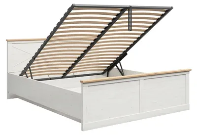 Produktbild von Bett mit Bettkasten 180x200cm Weiß und Holzoptik