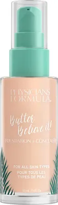 Produktbild von Physicians Formula Butter Believe It! Foundation + Concealer, Pumpenflasche, Creme, Jeder Hauttyp, Nährend, Glättend, Licht, Fair-to-Light