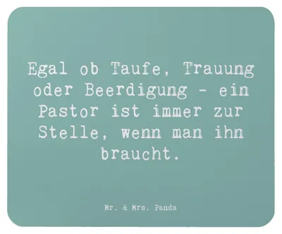 Produktbild von Mr. & Mrs. Panda Mouse Pad Spruch Pastor Begleiter - Meeresbrise - Geschenk, laptop mousepad, Trauung, Taufbegleitung, Berufsalltag, personalisierte Geschenke, Seelsorge