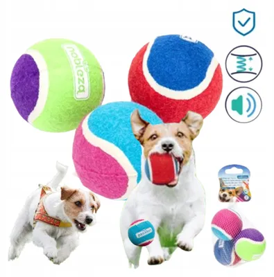 Immagine prodotto di Set da 3 palline per cani, ideali per il gioco del riporto, con suoni e adatte per il tennis