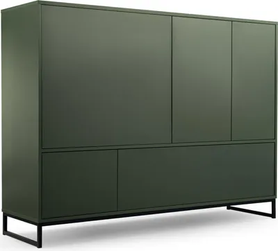 Zdjęcie produktu dla Komoda Genua z 5 drzwiczkami, kredens w kolorze: zielony, szafka o wymiarach: 160 x 120 x 45 cm