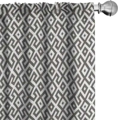 Immagine prodotto di ABAKUHAUS Tende moderne, tende, stampa geometrica in stile grafico con bordi bianchi e linee antiche, 2 pezzi 75 x 225 cm, verde militare Bianco