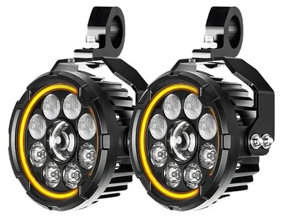 Image de Phares antibrouillard pour moto, LED, faisceau combiné, éclairage diurne LED jaune