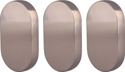 Immagine prodotto di Natural Goods Berlin maniglie per mobili rotonde OVAL, interasse fori 16 mm, pomelli per armadi adatti a spessori di ante di 15-22 mm, maniglie per armadi da cucina, cassettiere, credenze ecc., aspetto acciaio inox, 3 pezzi