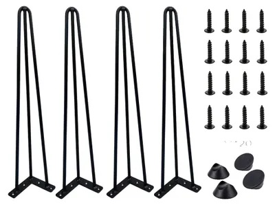 Produktbild von Tischbeine, Haarnadel-Design, langlebige Metallkonstruktion, 34 Zoll - 3 Stangen (Esstisch)