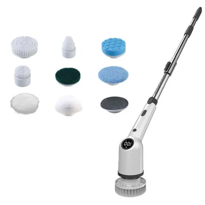 Produktbild von Reinigungsbürsten-Set 9-in-1 einziehbare elektrische Reinigungsbürste, LCD-Display, Schwarz