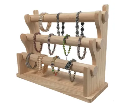 Produktbild von Schmuckständer Schmuckhalter Armband- Ständer mit 3 abnehmbaren Rollen Holz
