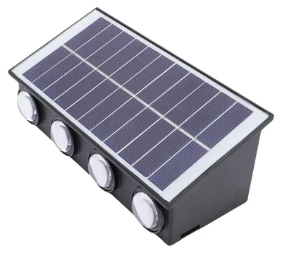 Produktbild von Solarbetriebene Wandleuchte mit 8 LEDs, wasserdichte (IP65) Solar-Wandlampe für Terrasse, Veranda, Garten, Hinterhof, Zaun, mit warmweißem Licht