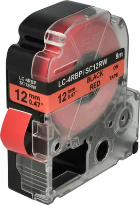 Produktbild von vhbw Schriftband-Kassette Ersatz für KingJim SC12RW für Etiketten-Drucker 8m x 12mm Schwarz auf Rot