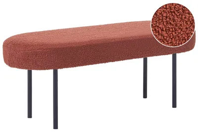 Produktbild von BELIANI Sitzbank Goldbraun Bouclé Gepolstert 98 cm Breit 38 cm Hoch Oval Schmal mit Metallbeinen ohne Lehne Retro Design Flurbank Polsterbank Bettbank