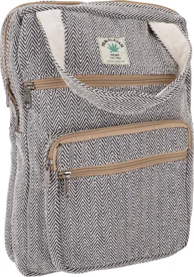 Produktbild von Ethno Hanf Rucksack, Laptoptasche - Schwarz/weiß, Uni - Erwachsene, Baumwolle,Hanf, 35*30*15 cm, Ausgefallene Stofftasche
