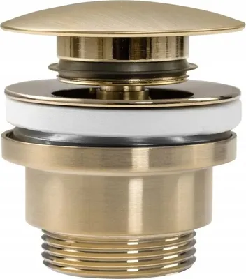A close-up studio shot of a sink drain stopper.