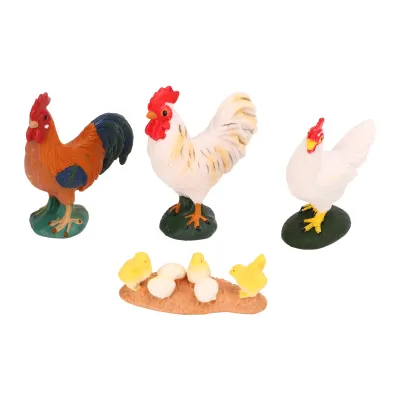 Imagen del producto de Juguetes de animales de granja, gallinas, estatua de juguete de animales de granja, figuras realistas de gallinas, figuras de animales de granja, modelo de pollito, gallo, gallina, modelo de gallina, regalo de Navidad o cumpleaños