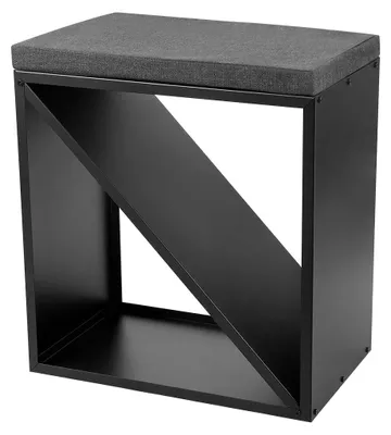 Produktbild von Ikodm Kaminholzregal mit gepolstertem Sitzhocker, Brennholzständer aus Metall für Innen, Schwarz/Grau, 60 × 36 × 59 cm