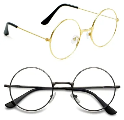 Produktbild von Metallische Runde Brille - Retro Brillengestell mit Flachgläsern für Cosplay - Dekorative Brille ohne Sehstärke für Männer und Frauen