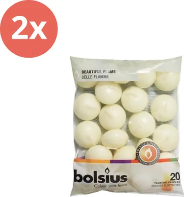 Immagine prodotto di Bolsius - Candele galleggianti - Ø4,5 cm - 20 pezzi per confezione - Avorio - Value pack - 40 pezzi - 2 confezioni