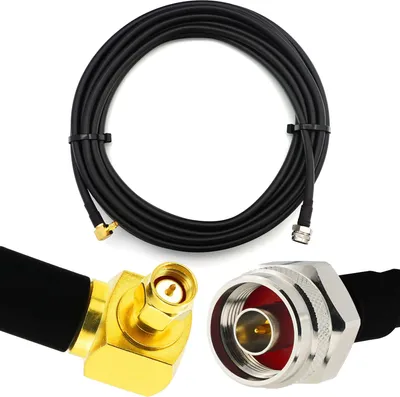 Produktbild von 30m SMA Stecker rechtwinklig 90 Grad auf N Stecker (Hex) IP67 Wasserdichtes Koaxialkabel — Vollkupfer HF400 Flexibles Verlängerungskoax 50 Ohm (LMR400 UF UltraFlex-Äquivalent) — für LTE 4G 5G Antenne