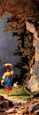 Obrázok produktu pre Carl Spitzweg umelecký tlač obrazu - Dievča s kozou, 1852 (91 x 30 cm)