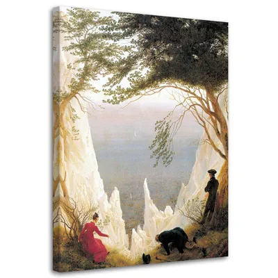 Produktbild von Leinwandbild kreidefelsen auf rügen - c. d. friedrich reproduktion 80x120 cm Feeby grau wandbild bereit zum aufhängen