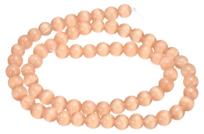 65 Katzenaugen-Steinperlen, 6 mm, rund, orange, für DIY-Schmuck