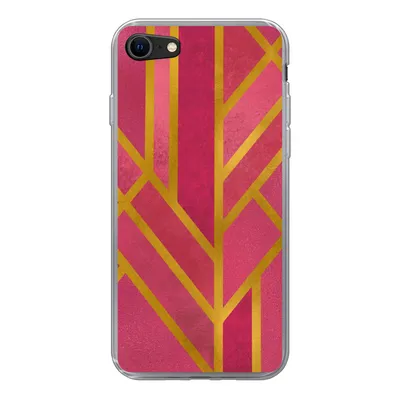 Produktbild von MuchoWow® Handyhülle Schutzhülle Hülle für iPhone 8 Gold - Rosa - Geometrisch Silikon Softcase Handy Hülle - Schutzhaube
